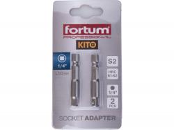 adapter klt. 2  db, dugókulcsok gépi befogásához; S2 acél, 1/4", 50 mm, bliszteren