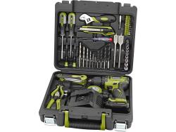 akkus fúrócsavarozó, 12V, Li-ion, szénkefe mentes, 1db 2000 mAh akku + 46 db szerszámkészlet