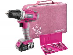 akkus fúrócsavarozó, 12V, Li-ion, Extol Lady, 1db 1300 mAh akku