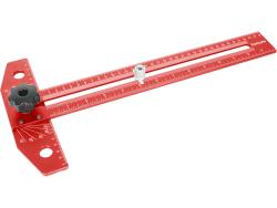 asztalos T-vonalzó és szögmérő, 350×190 mm, ALU, lézer gravírozott, mm beosztás