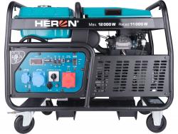 HERON benzinmotoros áramfejlesztő,  13/11 kVA, három- és egyfázisú, benzin üzemű, önindítós