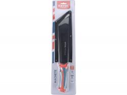 bozótvágó kés (machete), teljes/penge hossz: 395/260mm, fogazott rozsdamentes acél penge, PP+TPR nyél, nylon tok