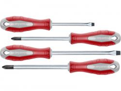 csavarhúzó klt., 4db; lapos: 4×75, 6×125mm, PZ1×100, PH2×125, CV. mágneses, papír doboz