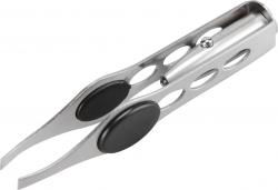 csipesz LED fénnyel, rozsdamentes acél, hossz: 95mm, pofák szélessége: 4mm, 3×1,5V elemmel (LR71)