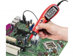 digitális multiméter, toll típusú; Amper/Volt/Ohm mér?, hangjelz? funkcióval, CE, 2 db 1,5V AAA elem