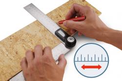 digitális szögmér?-vonalzó, szög- és hosszmérésre, 0-360°, pontosság: ±0,3°, 2×200 mm, Alu szár mm és coll beosztással