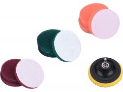 dörzsöl?/csiszoló/polírozó klt. 10 db; 1/4"×25 mm csap, fúrógépbe fogható, tép?záras