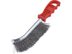drótkefe hajlított, műanyag nyél; acél, 24cm, 30mm szálhossz