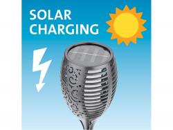 éjszakai, kerti LED lámpa, lángoló fáklya hatás, 1W; 35 Lm, napelem+szenzor, Ni-Mh akku, 800mAh, kerti, leszúrható, 79cm