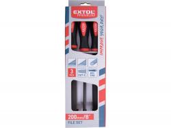 fémreszelő klt.,  3 db (lapos, félkerek, kerek), 200mm, T12 acél,  vágat 2, finom,  TPR gumis műanyag nyél