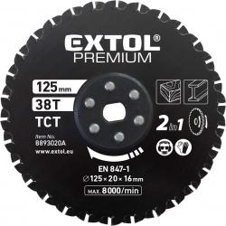 f?részlap, keményfémlapkás 125×20×16mm, 38T, 2az1ben Twin Blade rendszer, fémre és fára, 8893020 vágógéphez