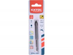 fúró üvegre, kerámiára és csempére, 4 élü, keményfém lapkás; 12×95mm, 1/4" hatszög befogás