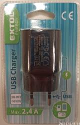 hálózati USB tölt? adapter, 2,4A / 12W, kábel nélkül