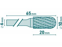 keményfém turbómaró (rotormaró), hengeres, kerek orrú, átmér? 10×20mm/szár 6mm, keresztfogazás