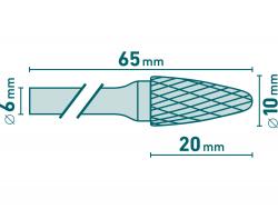 keményfém turbómaró (rotormaró), íves, kerek orrú, átmér? 10×20mm/szár 6mm, keresztfogazás