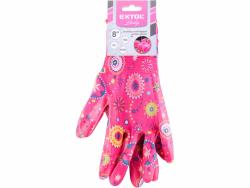 kerti kesztyű, rózsaszín, poliészter, méret:  8` nitrilbe mártott teny. és ujjhegy., gumírozott mandzsetta, Extol Lady