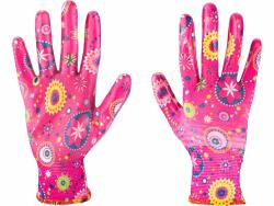 kerti kesztyű, rózsaszín, poliészter, méret:  8` nitrilbe mártott teny. és ujjhegy., gumírozott mandzsetta, Extol Lady