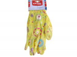 kerti keszty?, virágmintás, nylon, méret:  8` nitrilbe mártott teny. és ujjhegy., gumírozott mandzsetta