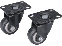 készülékgörg? 2 db, önbeálló, fekete PVC, golyóscsapággyal, 40mm, max. teherbírás: 30 kg/db