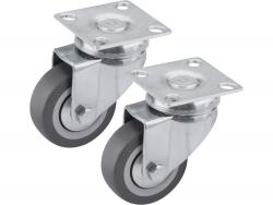 készülékgörg? 2 db, önbeálló, szürke gumi, 50mm, golyóscsapággyal, max. teherbírás: 27 kg/db