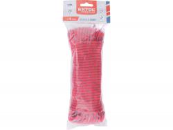 kötél, fonott, piros, 6mm×20m, PP