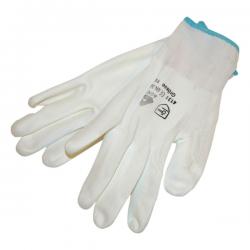 Kötött keszty? fehér nylon,  XL-es méret, 10` poliuretánba mártott teny. és ujjhegy., gumírozott mandzsetta