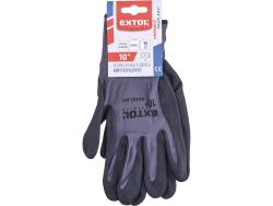 Kötött kesztyű nylon-Spandex, varrat nélküli, méret: 10` nitrilbe mártott teny. és ujjhegy, gumírozott mandzsetta