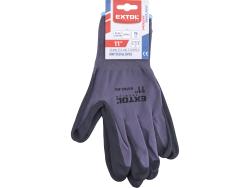 Kötött kesztyű nylon-Spandex, varrat nélküli, méret: 11` nitrilbe mártott teny. és ujjhegy, gumírozott mandzsetta