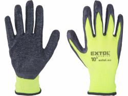 kötött kesztyű nylon, varrat nélküli, méret  10` latexbe mártott teny. és ujjhegy, gumírozott mandzsetta