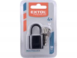 lakat, vas, fekete, 4db kulcs; 30mm, edzett acél kengyel, szárátmér?: 5 mm
