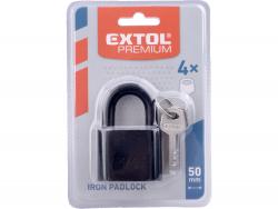 lakat, vas, fekete, 4db kulcs; 50mm, edzett acél kengyel, szárátmér?: 10,8 mm