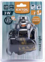 LED fejlámpa, 3 W, CREE XPE, 120 Lumen; IR szenzor, cseppálló, 3 funkció (teljes/fél fényer?, villogás), elem nélkül