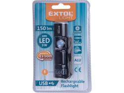 LED lámpa, 3 W, XPE LED; 150 Lm, ALU ház, zoom, újratölthet? Li-ion akkus, 450 mAh