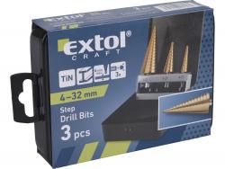lépcs?s fémfúró klt. 3db; (4-12mm/1mm lépcs?k,4-20mm/2mm,4-32mm/2mm) befogás:10mm, max.4mm vastag anyagokhoz,TiN bevonat