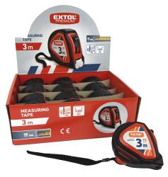 mérőszalag, gumírozott, 1 stoppos, 3m×19mm