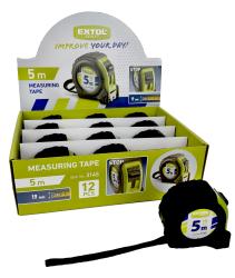 mérőszalag, gumírozott, 1 stoppos; 5m×19mm