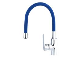 mosogató csaptelep, hajlékony szilikon kifolyócsővel, 35mm, kék
