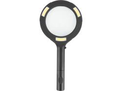 nagyító LED lámpa, kézi, 3×0,5 W COB, 80 Lm, 3× nagyítás; műanyag ház, elem nélkül, CE