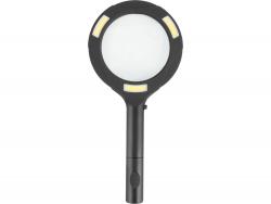 nagyító LED lámpa, kézi, 3×0,5 W COB, 80 Lm, 5× nagyítás; m?anyag ház, elem nélkül, CE