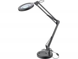 nagyító LED lámpa, asztali, Fekete, 7 W COB, 2400 Lm, 5× nagyítás; mechanikusan állítható rögzítés, USB tölt?kábel