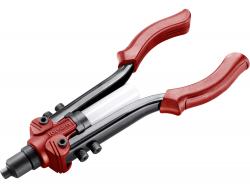 popszegecshúzó fogó, kétkaros, ALU, réz, acél, INOX szegecsekhez; 2,4-6,4mm, 330mm, CrVMo fej, szegecsvég gy?jt?