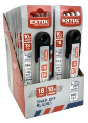 pótpenge tapétavágó késhez, 10 db, 18×100×0,5 mm, törhető, SK2 acél, HRC >64, tripla vágóél