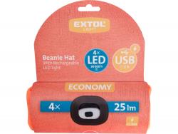 sapka, neon-narancs, kötött, kivehet? LED homloklámpával, 4×25 Lumen; USB tölthet? Li-ion akku, 3funkció (100%-75%-50%)