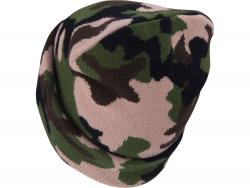 sapka, terepszínű, kötött, kivehető LED homloklámpával, 4×45 Lumen; USB tölthető Li-ion, 3funkció (100%-75%-50%)