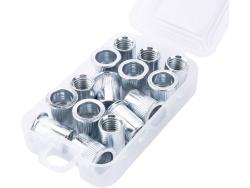 szegecsanya klt. 15 db, M12, POP-NUT, horganyzott acél, kerek, nyitott, lapos peremű, rovátkolt FORTUM