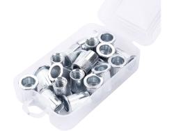 szegecsanya klt. 20 db, M10, POP-NUT, horganyzott acél, kerek, nyitott, lapos peremű, rovátkolt FORTUM