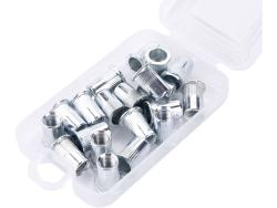 szegecsanya klt. 20 db, M8, POP-NUT, horganyzott acél, kerek, nyitott, lapos peremű, rovátkolt FORTUM