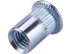 szegecsanya klt. 20 db, M8, POP-NUT, horganyzott acél, kerek, nyitott, lapos peremű, rovátkolt FORTUM