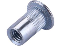 szegecsanya klt. 50 db, M4, POP-NUT, horganyzott acél, kerek, nyitott, lapos peremű, rovátkolt FORTUM