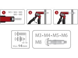 szerel?fogó üreges fémhorgonyhoz/fém gipszkartondübelhez, egykezes; M3,M4,M5,M6,M8,  175mm, FORTUM